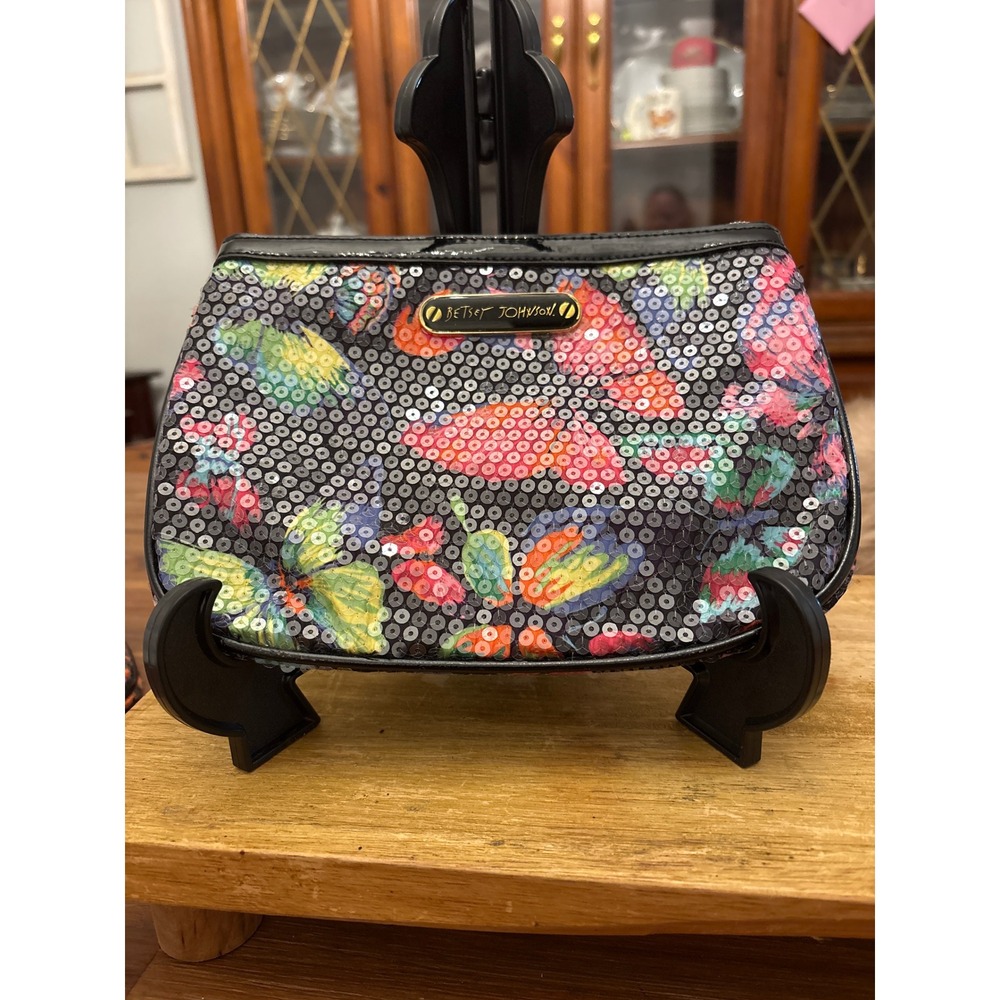 Betsey Johnson Makeup Bag Womens OS Multi Excellent Sequin Butterfly Pouch Zip